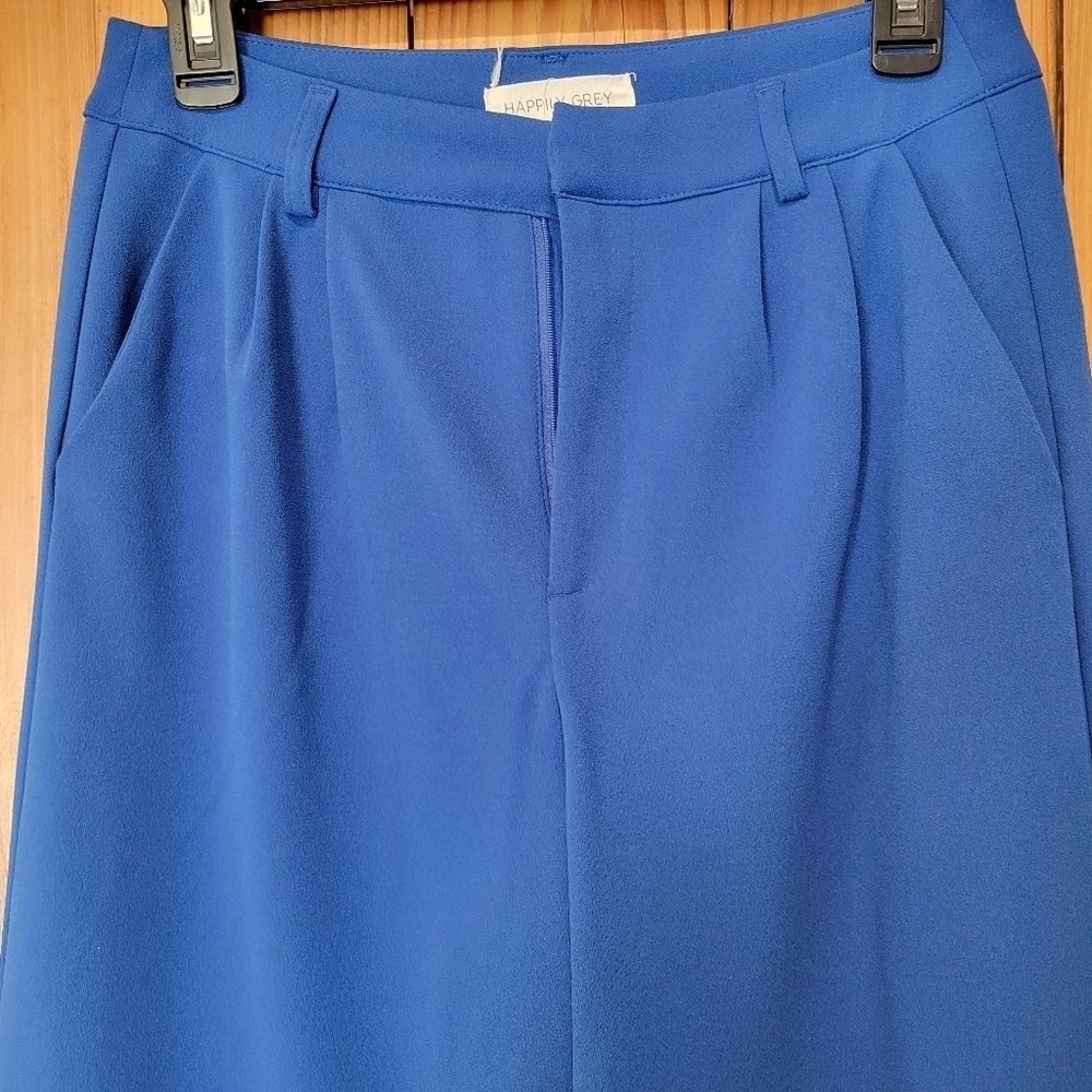 Happily Grey Womens Vibrant Blue Wide-Leg Pants Size 3 - Picture 3 of 9